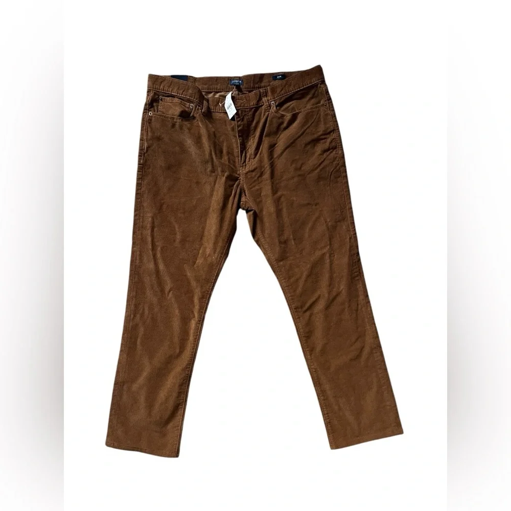 J Crew Flex Pants Men's 38x32 Brown Chino Corduroy Straight Slim Fit BOTTOM NWT✅